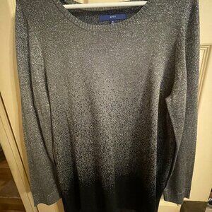 Apt 9 Womens XL Grey To Black Ombré Sparkle Sweater